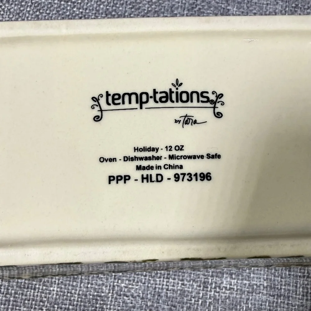 Temp-tations Holiday Mini Loaf Pan Small Green Red Floral Christmas 12oz Ceramic